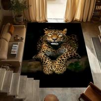 Juodas fonas 3D leopardo rašto kilimas Neslystantis Minkštas Lengvai valomas Tinka namų sporto salei Atostogų namui Kasdieniam naudojimui Svetainės dekoravimas 40x60cm
