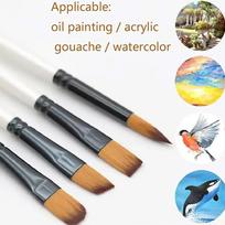 24Pcs Acrylic Paint Brushes, Professional Synthetic Bristles Paint Brush Set Flat, Filbert, Round, Angle Paint Brushes A
