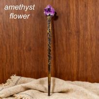 Natural Raw Amethyst Scepter Wand Carved Crystal Raw Stone Role Play Scepter Healing Quartz About 33-34 cm