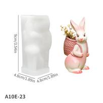 DM1299 Easter Basket Rabbit Flower Pot Resin Silicone Mold Bunny Storage Candle Jar Gypsum Plaster Cement Concrete Molds (as the picture,4.8*9cm)