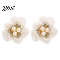 Fade-resistant Necklace Camellia Faux Pearl Choker Retro Flower Beaded Elegant 2 balta