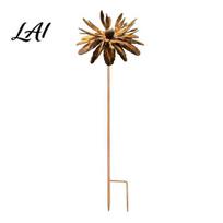 3D Popcorn Flower Decor Vintage Rusty Cornflower Ground Stake 24 Inch Metal 1pc