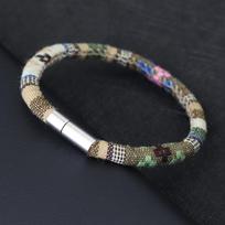 Noter New Bohemia Fabric Bracelet Unisex Insert Buckle Ethnic Tibetan Braclet Beach Leisure Accessories 6mm Cord Chain Braslet M 19.5cm 7.7Inch chaki