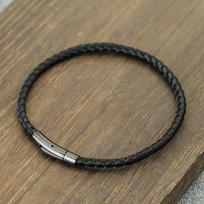 Minimalistinis stilingas pintas apyrankė vyrams Nerūdijančio plieno sagtelė A klasės 4 mm virvelė Galimos įvairios spalvos ir dydžiai Pulseria 18.5cm(7.3inch) juoda