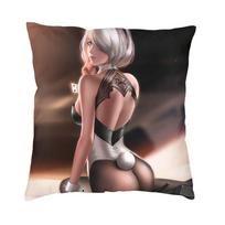 Nier Automata Anime Hentai Girl Square Pillowcover Home Decor Sexy Yorha 2B Thighs Thicc Ass Butt Cushions Throw Pillow Printing Peach skin 18*18(CM)-1Pcs