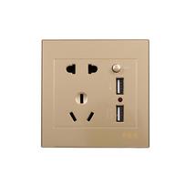 Elektros lizdas su 2 lizdais ir 2 USB prievadais Sieninis lizdas (auksinis) auksas
