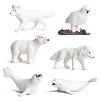 6 vnt / rinkinys Simuliaciniai pingvinai Polar Elegent Style Meškiukas Snieguolė Pelėda Delfinas Vilkas Vakarėlio modelis Figūrėlės Dovanos Žaislas namų dekoravimui 6pcs white