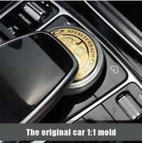 3D metalinis amg obelis Centrinės konsolės daugialypės terpės rankenėlės dekoratyvinių lipdukų dangtelis, skirtas gle CE GLC260 C200 E300 w205 auksas