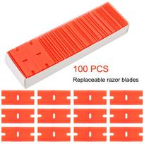 100pcs Double Edged Plastic Razor Blade Car Wrap Sticker Squeegee Window Glass Clean Scraper Car Accessories Label Clean Razor Glue Remover