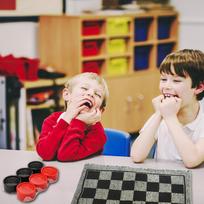 3 in 1 Giant Checkers Set Tic Tac Toe Game Board for Adults and Kids with 24 Checker Pieces Indoor