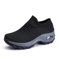 TEMU large size women's shoes air cushion fly-woven sneakers overalls fashion rocking shoes casual shoes socks shoes 35 juoda pilka spalva
