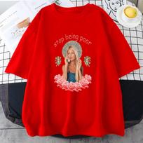Stop Being Poor T-shirt Paris Hilton Graphic Printing Hip Hop Gothic Tee-shirt Summer Punk O-neck Tshirt Women Fashion Clothes S