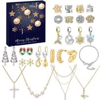 2025 Advent Jewelry Gift Box: Countdown Calendar with Earrings, Necklace, and Bracelet for Women