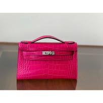 Krokodilo rašto mini rankinė kartos maža kvadratinė rankinė odinė petinė crossbody moteriška rankinė su grandinėle vakarinė rankinė 22 rožinė raudona spalva
