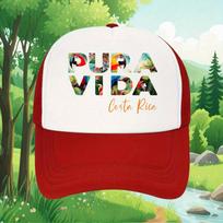 Pura Vida Costa Rica Parrot Print Trucker Hat Breathable Mesh Baseball Cap Casual Adult Headwear One Size red