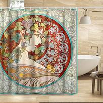 William Morris Shower Curtain Watercolor Vintage Flower Art Style Shower Curtain for Bathroom Waterproof Bath Curtain With Hooks W90xH180cm