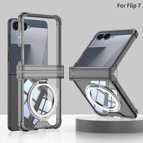 Metalinis magnetinis pasukamas keturių kampų oro pagalvės apsaugos nuo kritimo vyriškas permatomas dėklas skirtas Samsung Galaxy Z Flip 7 flip7 Objektyvo apsauginis dangtelis