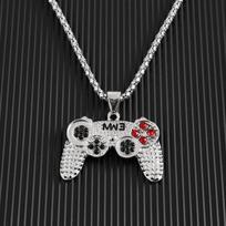 Gamer Controller Pendant Necklace For Men Studded Gamepad Jewelry Unplated Alloy Chain Video Game Party Accessory Birthday Present