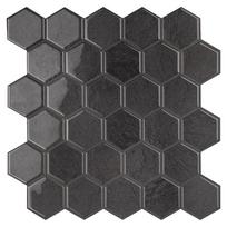 Lipni vandeniui atspari tapetų plytelė su lipniu pagrindu - naujas šešiakampis 12*1 2 colio 3D sienų plytelė virtuvei, vonios kambariui (Dark Grey,12 - 12in) tamsiai pilka spalva
