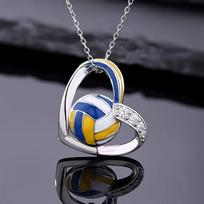 New Heart-shaped Volleyball Necklace European and American Fashion Versatile Sports Accessories Pendant 60CM
