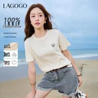 LAGOGO Women's 2026 Summer Casual T-shirt M abrikosas