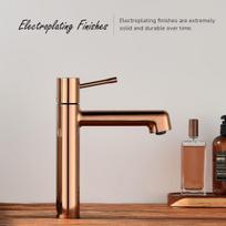 OKIE Single-Handle Gold Tall Bathroom Faucet Traditional Design One-Hole Single Handle Vessel Sink Faucet Brass Basin Faucet (Rose Gold,Brass) rožinio aukso spalvos