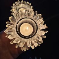 Natural Crystal Stone Candle Holder Raw Stone Christmas Healing Stone Lotus Clear Quartz Strip Candlestick Home Decoration (as the picture,One Size)