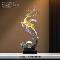 High-end Unique Feng Shui Decor Luxury Living Room Ornament for Home Entrance TV Stand Wine Cabinet (Grey,as picture) pilka