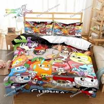 Cuphead and Mugman Game Gamer Bedding Set Single Twin Full Queen King Size Bed Set Adult Kid Bedroom Bedding Gift029 135x200cm