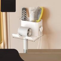 1Pc Bathroom Wall Hanging Hair Dryer Rack No Punching Household Toilet Hair Dryer Hanger Storage Artifact Wall Hanging Bracket