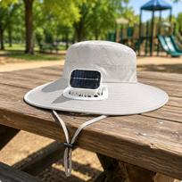 Solar Fan Hat Sun Protection Powerable Cooling USB Charging Outdoor Outdoorwear for Children, šviesiai pilka spalva