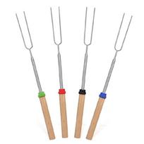 4pcs Extendable Marshmallows Roasting Stick BBQ Tools Stainless Steel Forks 1
