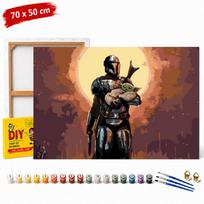 Obraz Do Malowania Po Numerach Z Ramą Mandalorian Z Baby Yodą 70X50 Cm
