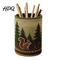 Parent-approved Craft Set 3D Beaded Pen Holder Kit DIY Tiny Pencil Bead Embroidery Makeup Brush Storage Organizer Kit Beading Crafts Cute D