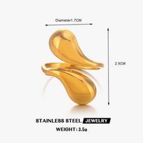 Stainless Steel Blue Yellow Splicing Waterdrop Rings for Men Women Adjustable Opening Waterproof Ring Party Fashion Jewelry Gift