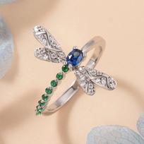 Huitan Chic Dragonfly Rings for Women Blue Green CZ Daily Wear Statement Ring Birthday Gift Dance Party New Trendy Jewelry 6