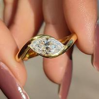 High Quality Marquise AAAA Zirconia Ring - Gold Solitaire Engagement Ring - Elegant Promise Ring for Women 8