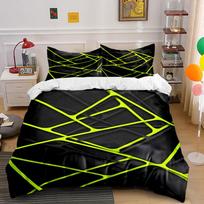 Neon green geometric lines. Bedding sets Duvet cover sets Duvet covers Pillowcases(1*Duvet Cover 2*Pillowcases without duvet insert) 135x200cm