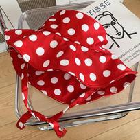 Polka Dot Ribbon Women Fisherman Hat Red Sunshade Hat Portable Summer Sun Hat  Camping raudona
