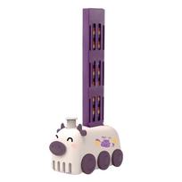 Domino Train Toy Stacking Block Set Domino Building Block Brain Developmental Electric Car Cartoon Block for Kids Age3+ C