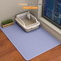 Oversized EVA Double-Layer Cat Litter Mat: Anti-Splash, Foldable, Carry-Out Prevention Blue