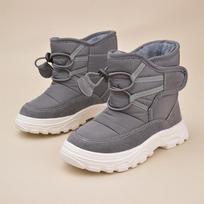 Korean-Style Black Winter Snow Boots with Wide Velcro and Soft Sole for Children 23 (Inner Length 15.0cm)