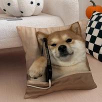 Cute Shiba Inu Pillow Case Anti-dustmite Pillowcase Invisible zipper silky short plush Sofa cushion cover 12x12Inch