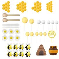 35x Bee Cake Toppers Honey Jar Cake Topper Ornament Versatile Honeycomb Cake Decorations for Friends and Family Birthday įvairiaspalvis