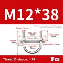 1Set 304 Stainless Steel Pipe U-clamp Screws Right Angle U-bolt Durable Round Bolt  for Round Tube 1Pcs M12x60