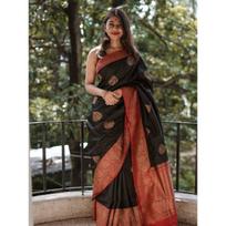 New Launch - Soft Lychee Silk Saree with Rich Pallu and All Over Jacquard Work juoda