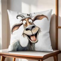 Spooky Goat Face Cushion Cover Natural Linen Organic Fabric DoubleSided Printing Couch Pillow Covers Home Decor Gift 30cmx30cm