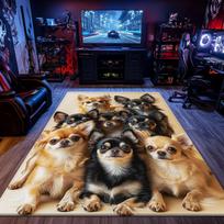 Cute Chihuahua Dog Print Crystal Velvet Rug For Gamer Room Pet Lover Home Decor Soft Anti Slip Floor Mat Animal Themed Carpet 50x80cm