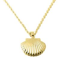 Women Fashion Golden Tone Alloy Seashell Locket Pendant Long Chain Necklace