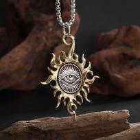 Pendant Jewelry Sun Flame Eyes Retro Trendy Men's Punk Necklace 50CM(Necklace Size)